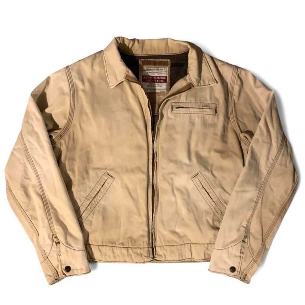 Vintage abercrombie fitch khaki mens jacket y2k